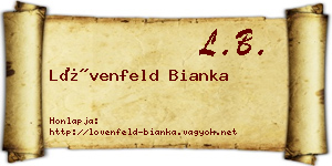 Lövenfeld Bianka névjegykártya